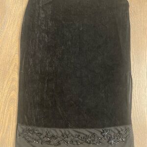 Vintage Black Slip Skirt with Beaded Hem